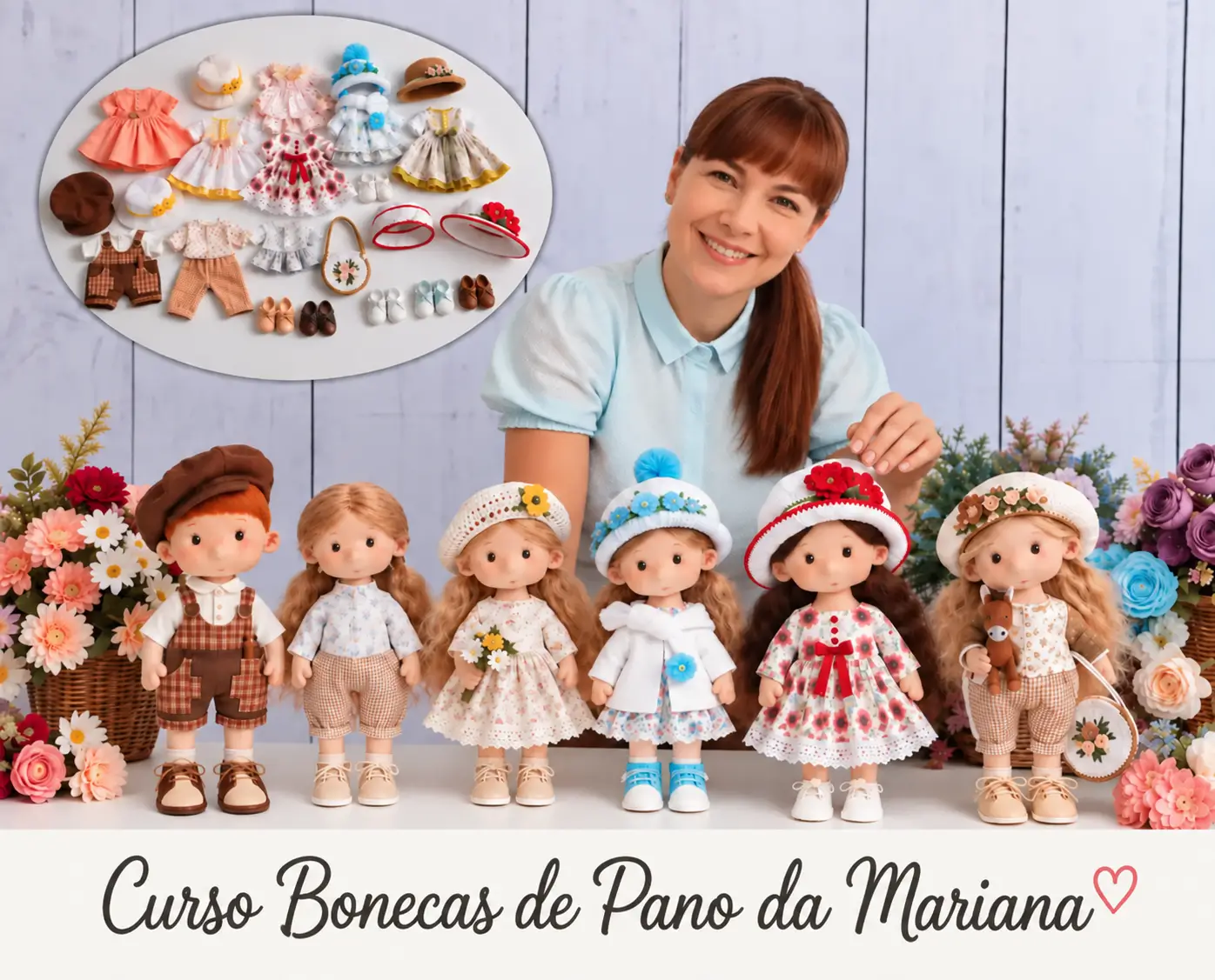 Curso de bonecas de pano com moldes e aulas